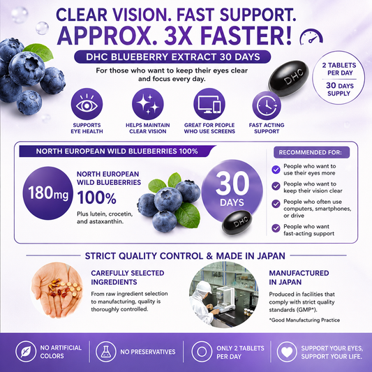 DHC Fast-Acting Blueberry – Eye Support Supplement with Bilberry, Lutein & Acai