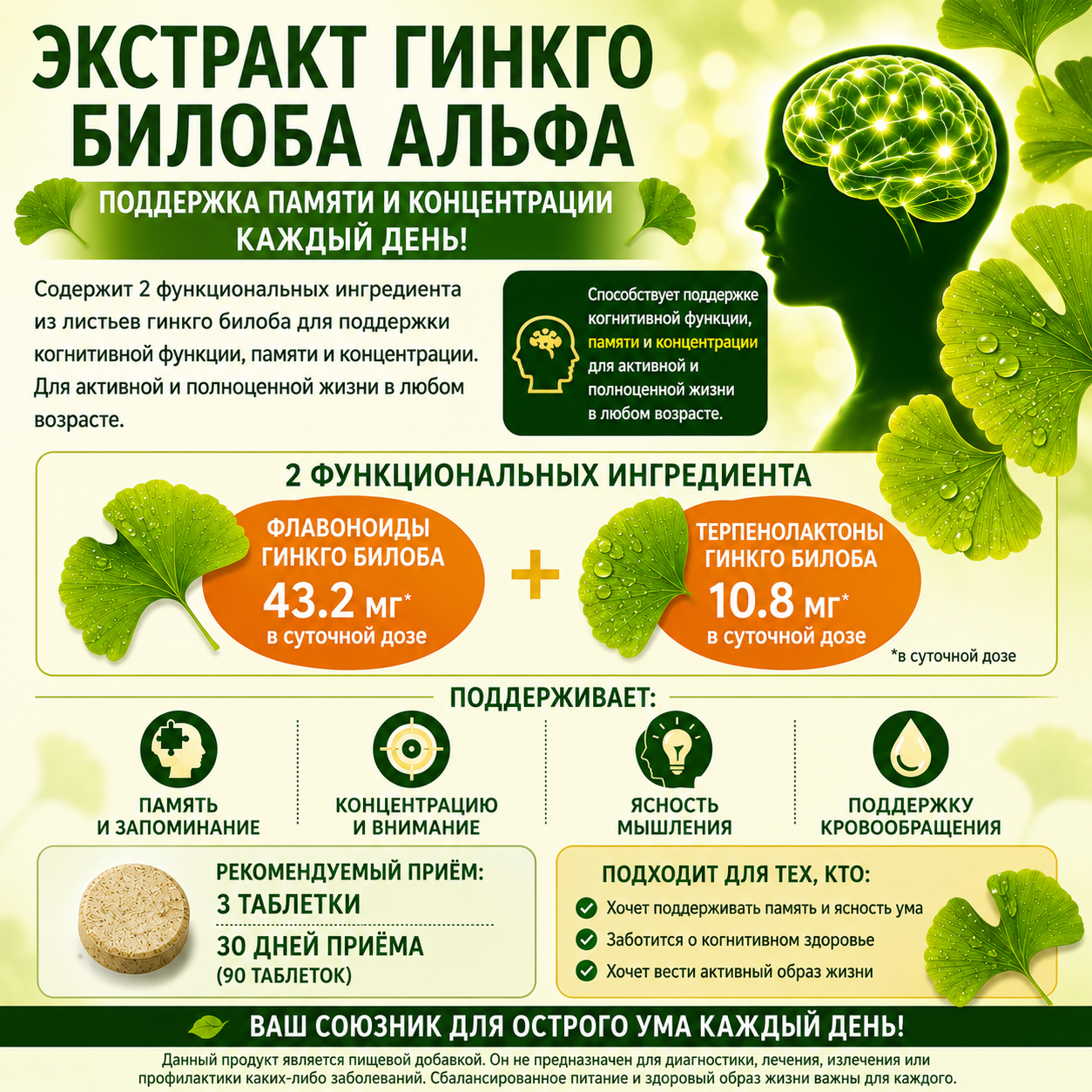 DHC Ginkgo Leaf Brain α 30 Days Memory Support Japan
