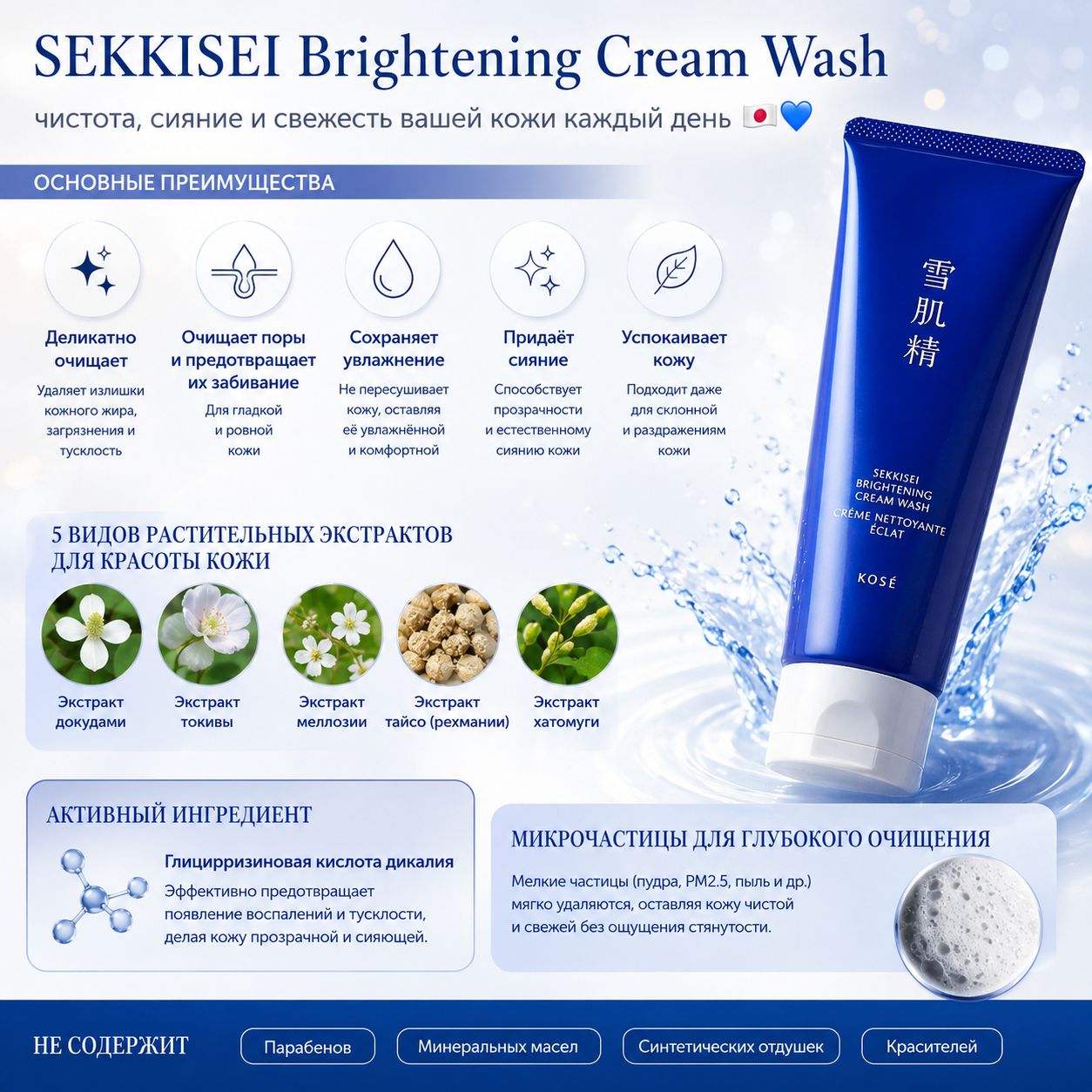 SEKKISEI Brightening Cream Wash – Deep Cleansing & Brightening Facial Cleanser