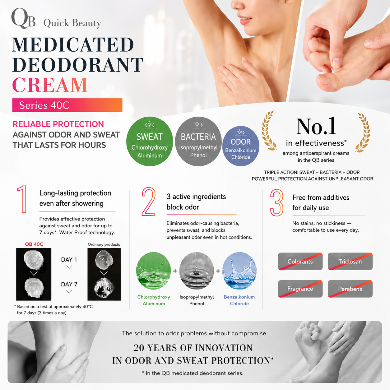 QB Medicated Deodorant Bar Fragrance-Free Stick Deodorant Japan