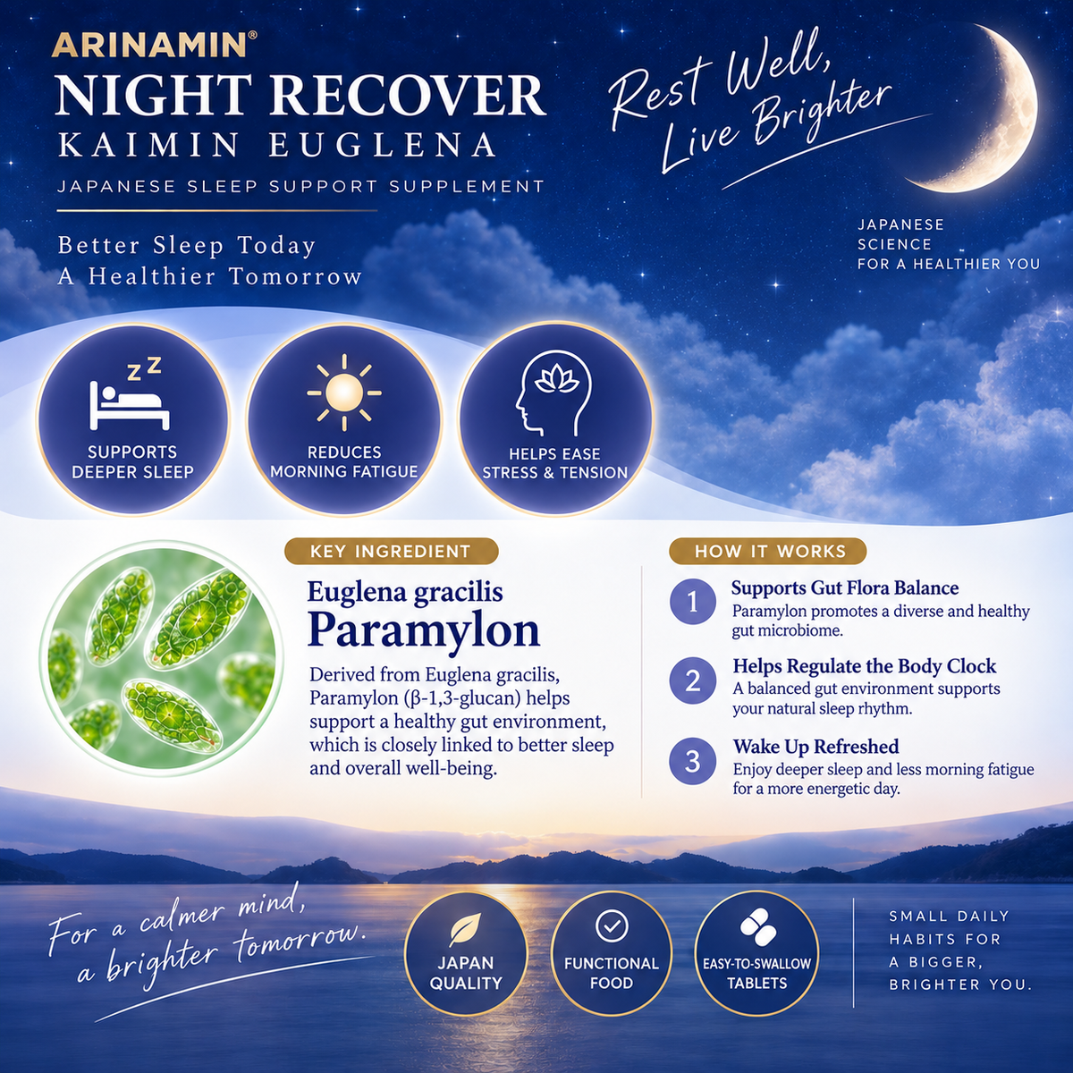 ARINAMIN NIGHT RECOVER Kaimin Euglena – 30 Tablets
