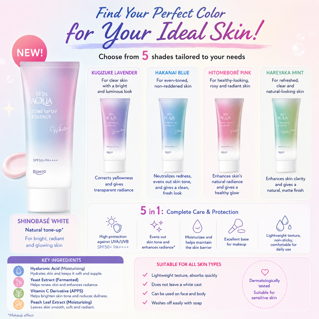 SKIN AQUA Tone Up UV Essence Lavender SPF50+ PA++++ | Sunscreen Japan