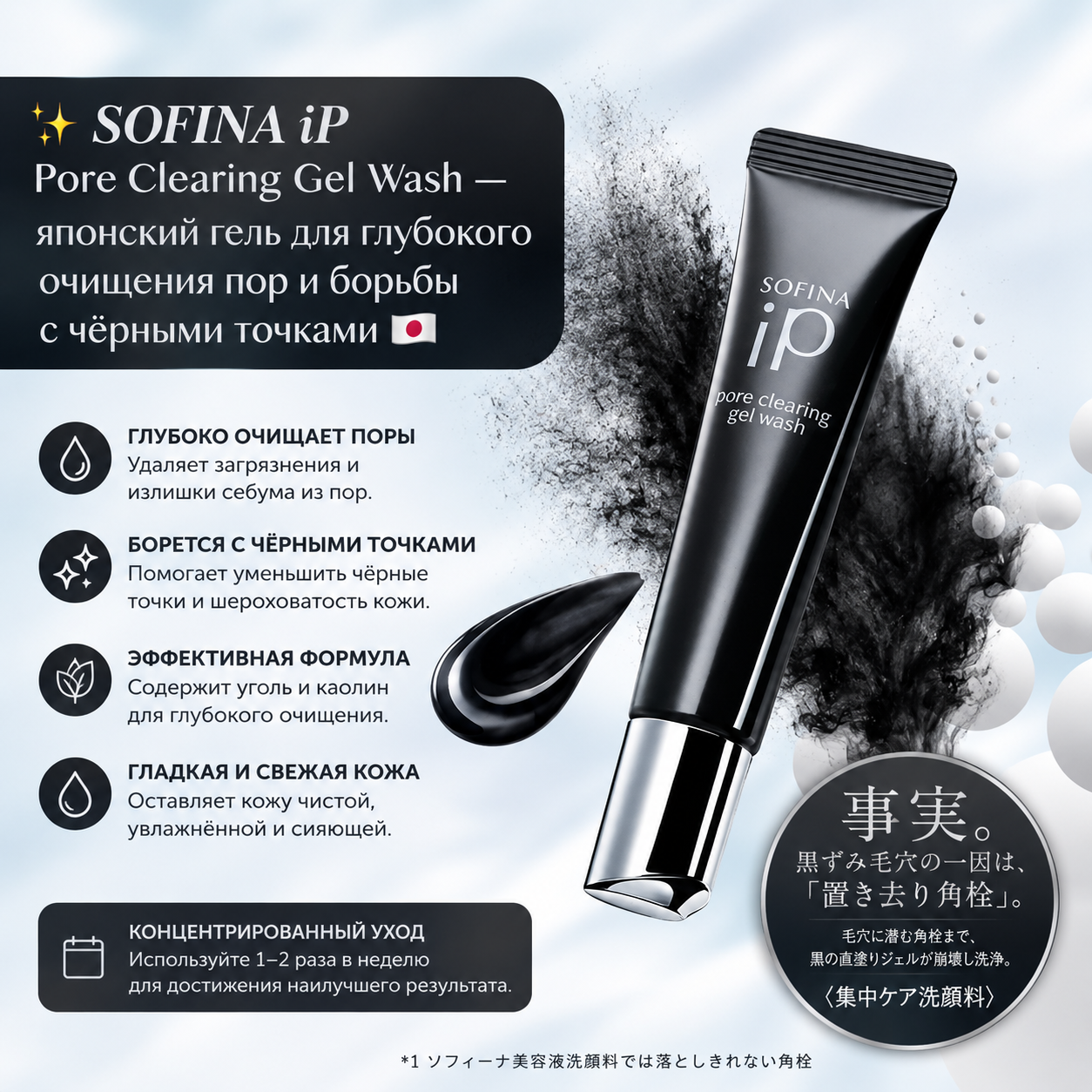 SOFINA iP Pore Clearing Gel Wash 30g – Deep Pore Care Japan
