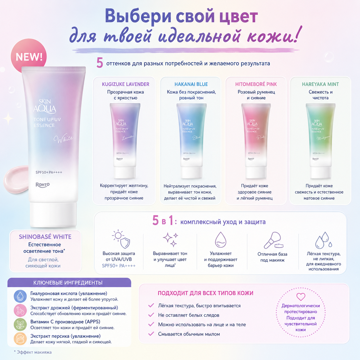 SKIN AQUA Tone Up UV Essence Lavender SPF50+ PA++++ | Sunscreen Japan