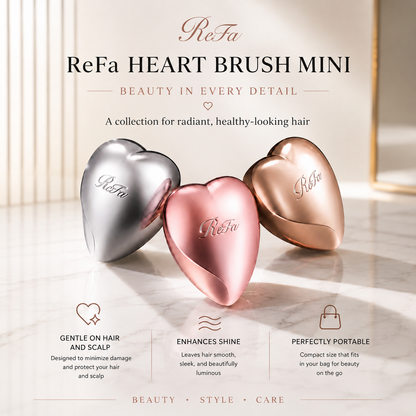 ReFa HEART BRUSH Mini Hair Brush with Protective Cover | Portable Scalp & Hair Care | Made in Japan