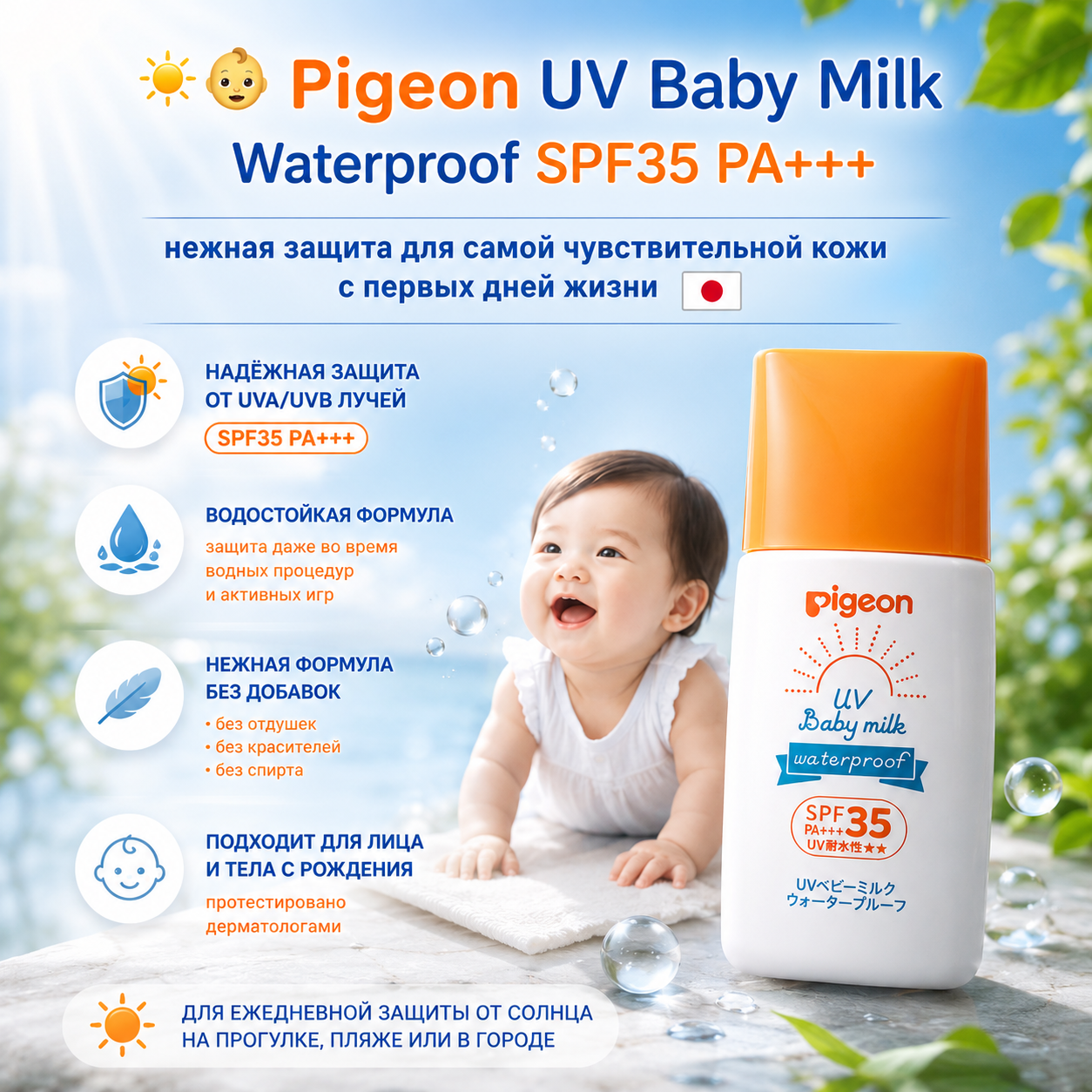 Pigeon UV Baby Milk Waterproof SPF35 PA+++