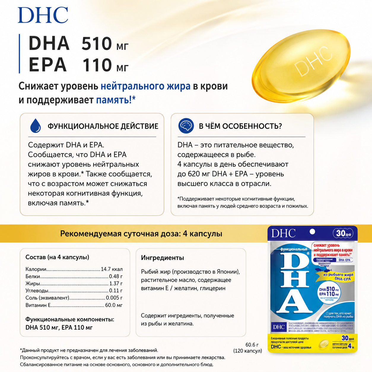DHC DHA – Memory & Triglyceride Support with DHA + EPA