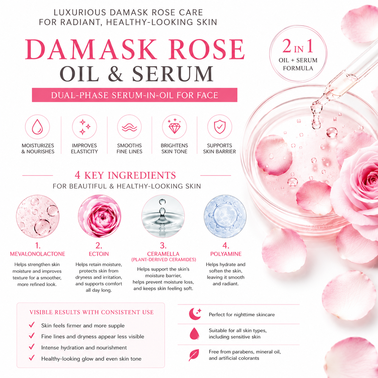 b.glen Damask Rose Oil & Serum Facial Moisturizing Skincare Japan New