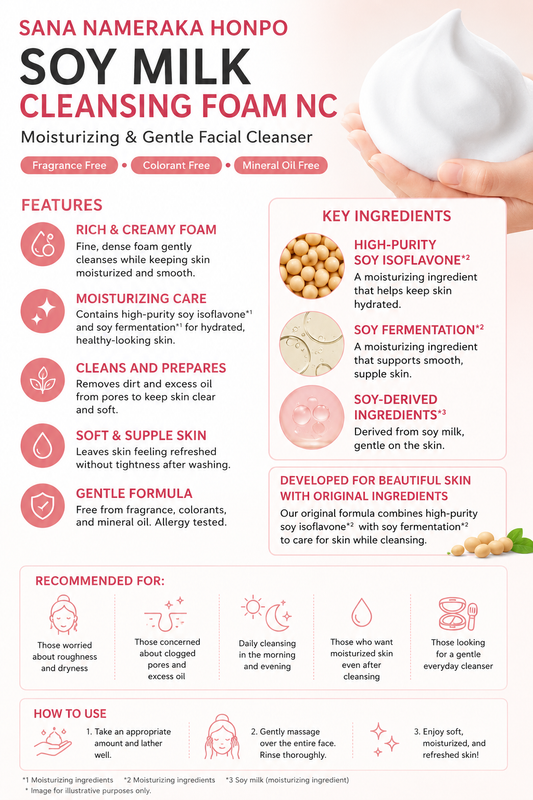 SANA Nameraka Honpo Moist Cleansing Face Wash NC Soy Isoflavone Japan