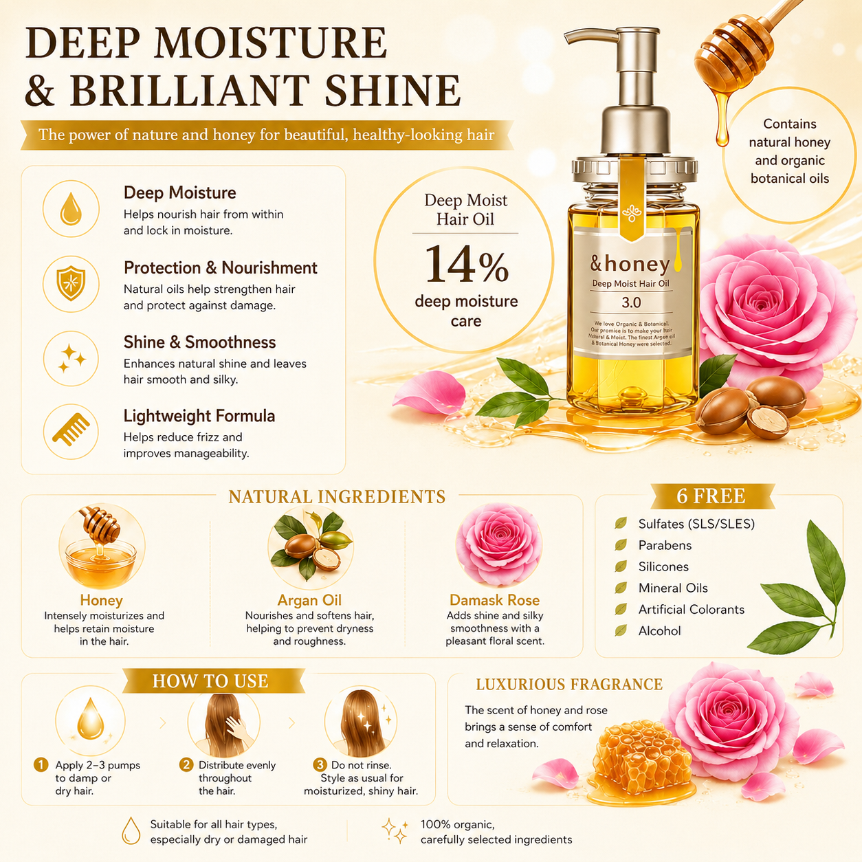 &honey Deep Moist Hair Oil 3.0 100mL Moist Hair Oil Japan