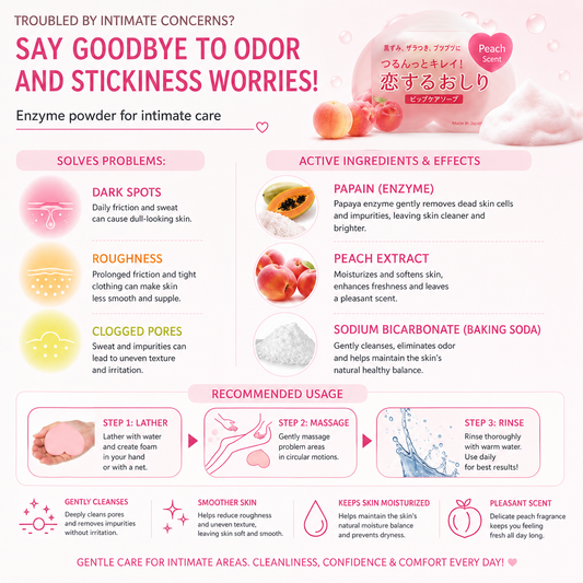 Pelican Peach Hip Care Soap (Koisuru Oshiri) Peach Scrub & Moisturizing Soap for Smooth Skin
