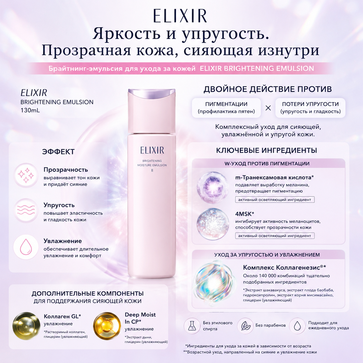 ELIXIR Brightening Emulsion ca | Firm & Deeply Hydrate Skin Japan