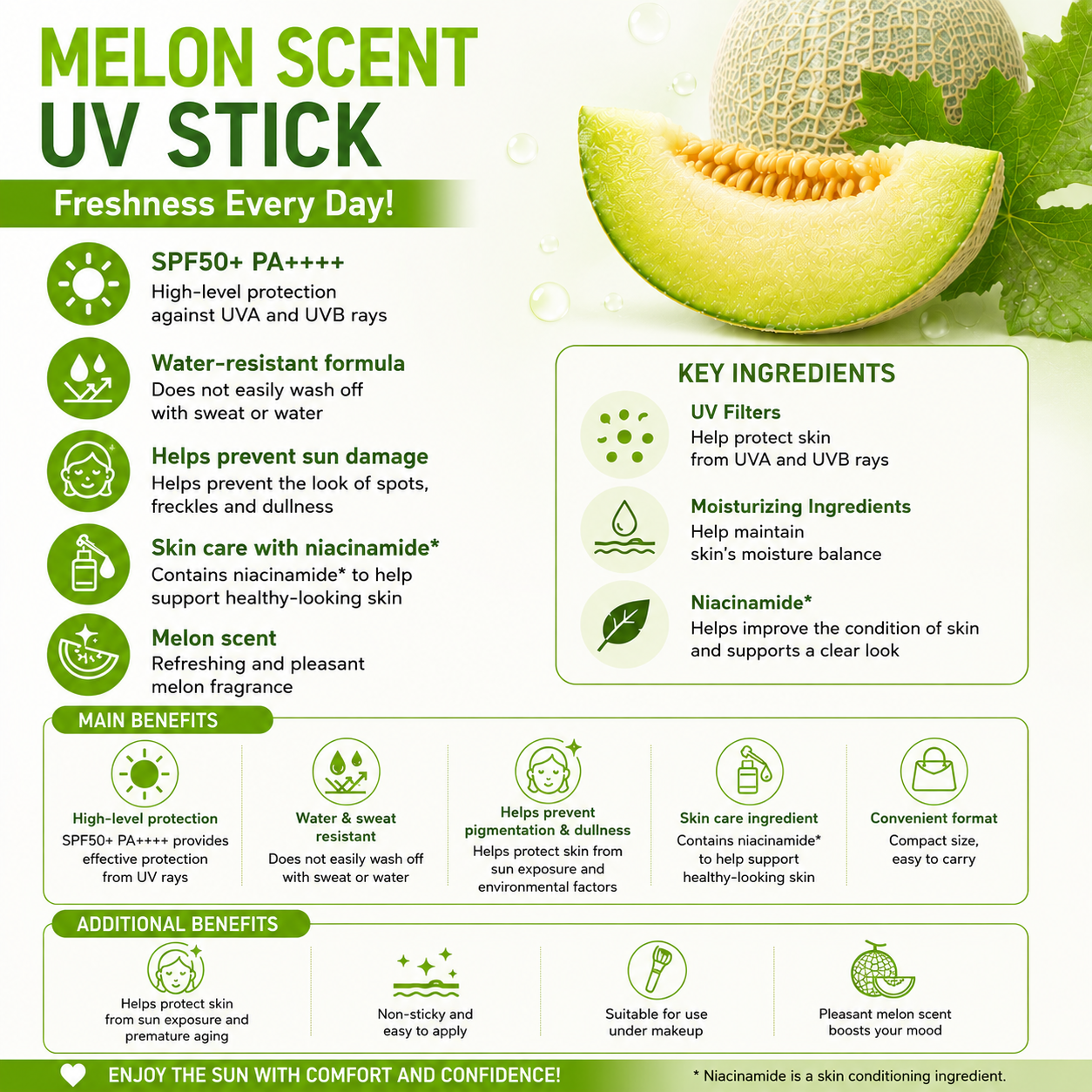 A’PIEU Juicy Pang UV Stick Melon SPF50+ PA++++ Sun Care Made in Korea