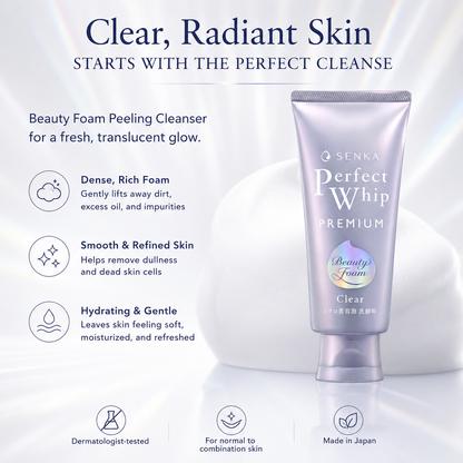 SENKA Perfect Whip Beauty Foam White Clay Facial Cleanser Deep Cleansing Face Wash Japan