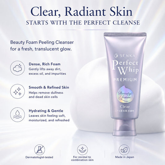 SENKA Perfect Whip Beauty Foam White Clay Facial Cleanser Deep Cleansing Face Wash Japan