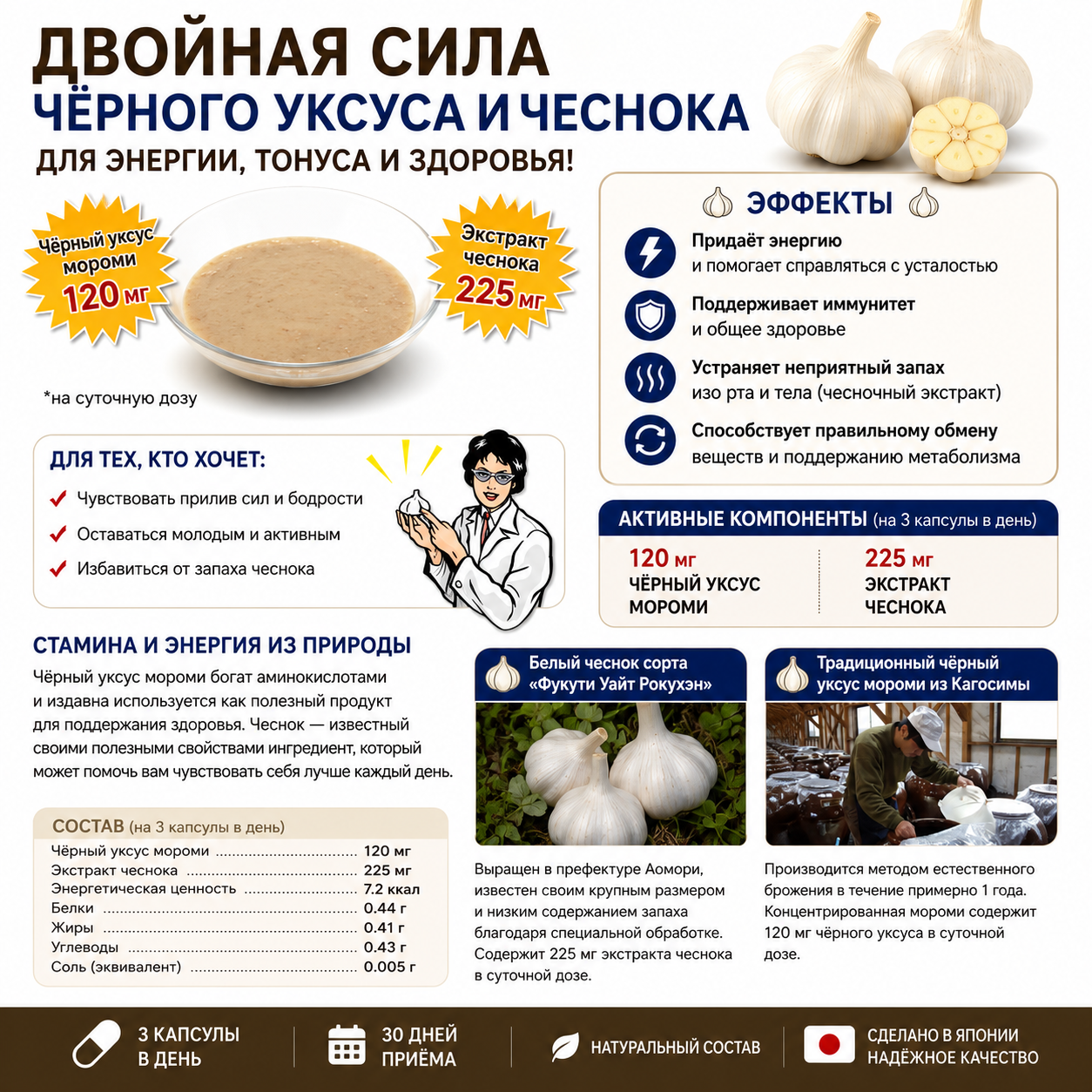 DHC Black Vinegar Moromi Garlic Energy Support Japan